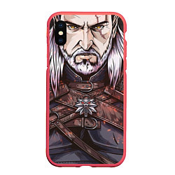 Чехол iPhone XS Max матовый The Witcher, Geralt, Ведьмак,, цвет: 3D-красный