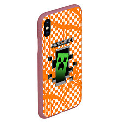 Чехол iPhone XS Max матовый MINECRAFT, цвет: 3D-малиновый — фото 2