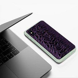 Чехол iPhone XS Max матовый Joy Division Glitch, цвет: 3D-салатовый — фото 2