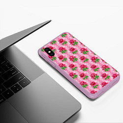 Чехол iPhone XS Max матовый Декор из нежных роз, цвет: 3D-сиреневый — фото 2