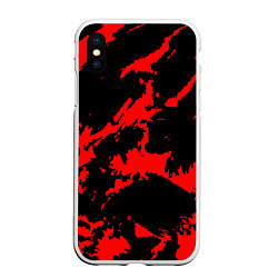 Чехол iPhone XS Max матовый Красный на черном, цвет: 3D-белый