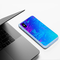 Чехол iPhone XS Max матовый BACKGROUND IN NEON, цвет: 3D-голубой — фото 2