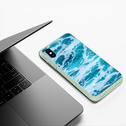 Чехол iPhone XS Max матовый Вода волны пена море, цвет: 3D-салатовый — фото 2