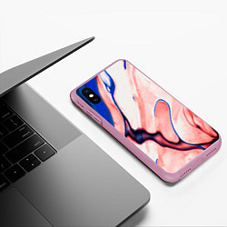 Чехол iPhone XS Max матовый Fluid art, цвет: 3D-розовый — фото 2