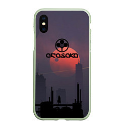 Чехол iPhone XS Max матовый Cyberpunk 2077 - Arasaka, цвет: 3D-салатовый