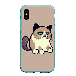 Чехол iPhone XS Max матовый Великий Grumpy Cat, цвет: 3D-мятный