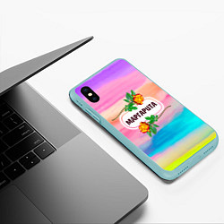 Чехол iPhone XS Max матовый Маргарита, цвет: 3D-мятный — фото 2