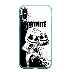 Чехол iPhone XS Max матовый FORTNITE MARSHMELLO, цвет: 3D-мятный