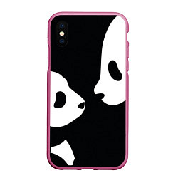 Чехол iPhone XS Max матовый Panda, цвет: 3D-малиновый