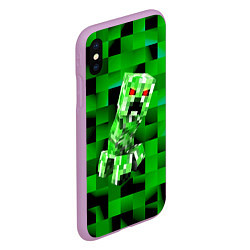 Чехол iPhone XS Max матовый Minecraft creeper, цвет: 3D-сиреневый — фото 2