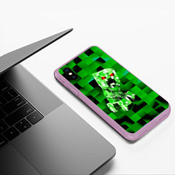 Чехол iPhone XS Max матовый Minecraft creeper, цвет: 3D-сиреневый — фото 2