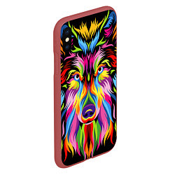 Чехол iPhone XS Max матовый Neon wolf, цвет: 3D-красный — фото 2