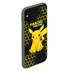 Чехол iPhone XS Max матовый Pikachu Pika Pika, цвет: 3D-темно-зеленый — фото 2