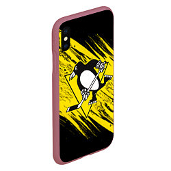 Чехол iPhone XS Max матовый Pittsburgh Penguins Sport, цвет: 3D-малиновый — фото 2