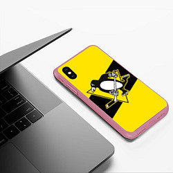 Чехол iPhone XS Max матовый Питтсбург Пингвинз, цвет: 3D-малиновый — фото 2