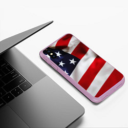 Чехол iPhone XS Max матовый США USA, цвет: 3D-сиреневый — фото 2