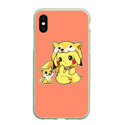 Чехол iPhone XS Max матовый Pikachu Pika Pika, цвет: 3D-салатовый