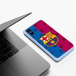 Чехол iPhone XS Max матовый FC BARCELONA, цвет: 3D-голубой — фото 2