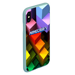 Чехол iPhone XS Max матовый Minecraft - pattern, цвет: 3D-мятный — фото 2