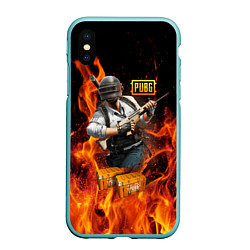 Чехол iPhone XS Max матовый PUBG, цвет: 3D-мятный