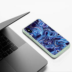 Чехол iPhone XS Max матовый Синие линии, цвет: 3D-салатовый — фото 2