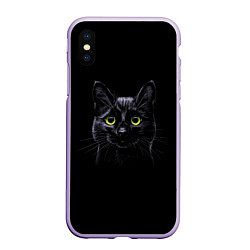 Чехол iPhone XS Max матовый Кот, цвет: 3D-светло-сиреневый