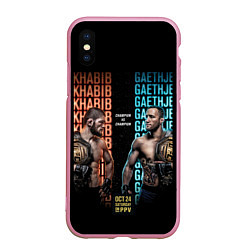Чехол iPhone XS Max матовый KHABIB VS GAETHJE, цвет: 3D-розовый