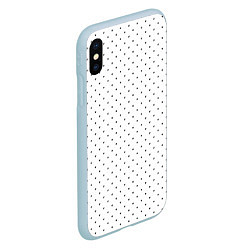 Чехол iPhone XS Max матовый Сердечки черные на белом, цвет: 3D-голубой — фото 2