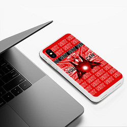 Чехол iPhone XS Max матовый Evangelion Eva 01 You can not, цвет: 3D-белый — фото 2