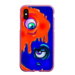 Чехол iPhone XS Max матовый FUNNY EYES, цвет: 3D-малиновый