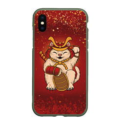 Чехол iPhone XS Max матовый Japan Cat Z, цвет: 3D-темно-зеленый