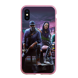 Чехол iPhone XS Max матовый Watch dogs Z, цвет: 3D-розовый