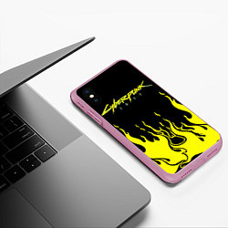 Чехол iPhone XS Max матовый CYBERPUNK 2077, цвет: 3D-розовый — фото 2