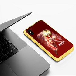 Чехол iPhone XS Max матовый Атака на титанов, цвет: 3D-желтый — фото 2