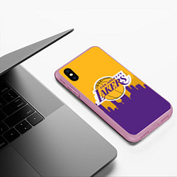 Чехол iPhone XS Max матовый LOS ANGELES LAKERS, цвет: 3D-розовый — фото 2