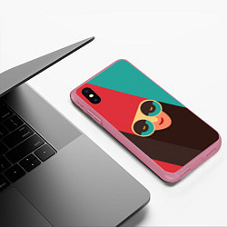 Чехол iPhone XS Max матовый RETDO FACE, цвет: 3D-малиновый — фото 2