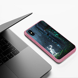 Чехол iPhone XS Max матовый Олень, цвет: 3D-малиновый — фото 2