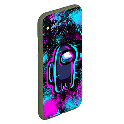 Чехол iPhone XS Max матовый NEON AMONG US, цвет: 3D-темно-зеленый — фото 2