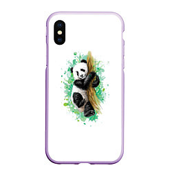 Чехол iPhone XS Max матовый Панда, цвет: 3D-сиреневый
