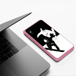 Чехол iPhone XS Max матовый Сноубордисты, цвет: 3D-малиновый — фото 2