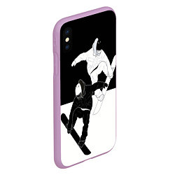Чехол iPhone XS Max матовый Сноубордисты, цвет: 3D-сиреневый — фото 2