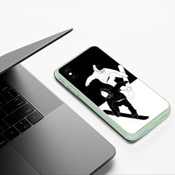 Чехол iPhone XS Max матовый Сноубордисты, цвет: 3D-салатовый — фото 2