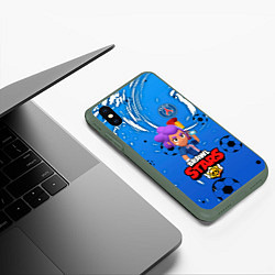 Чехол iPhone XS Max матовый BRAWL STARS SHELLY PSG, цвет: 3D-темно-зеленый — фото 2