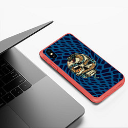 Чехол iPhone XS Max матовый Snake&Skull, цвет: 3D-красный — фото 2