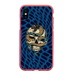 Чехол iPhone XS Max матовый Snake&Skull, цвет: 3D-красный