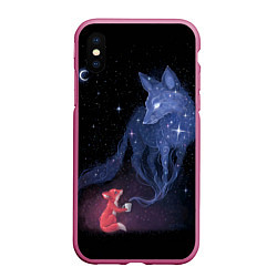 Чехол iPhone XS Max матовый Лиса и ее дух, цвет: 3D-малиновый