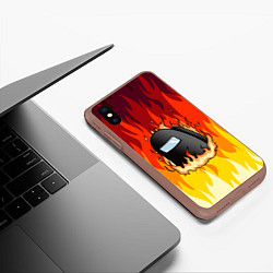 Чехол iPhone XS Max матовый Among Us Fire Z, цвет: 3D-коричневый — фото 2