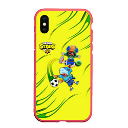 Чехол iPhone XS Max матовый Brawl Stars футбол, цвет: 3D-красный