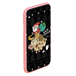 Чехол iPhone XS Max матовый Санта на олене, цвет: 3D-баблгам — фото 2