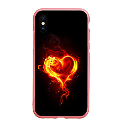 Чехол iPhone XS Max матовый Пламенное сердце